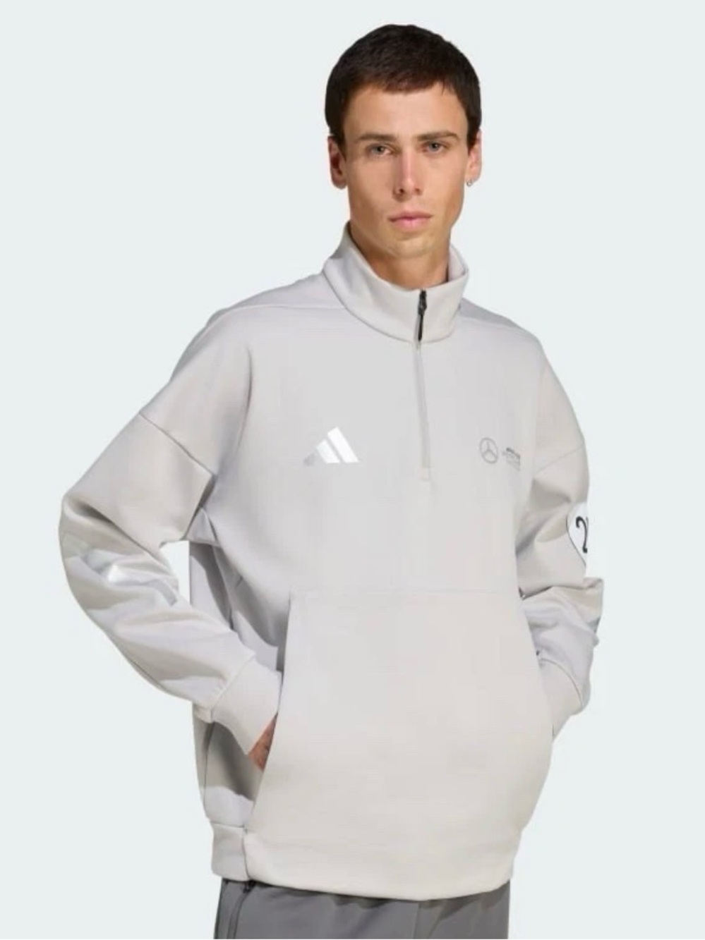 ADIDAS MERCEDES  AMG PETRONAS FORMULA ONE TEAM SILVER ARROWS HALF-ZIP Sweater XS